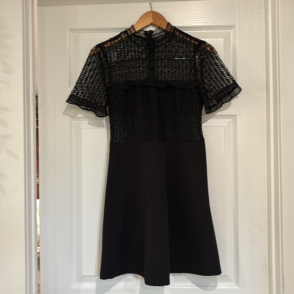 Zara Black Lace Yoke Mini Dress - Picture 3 of 6
